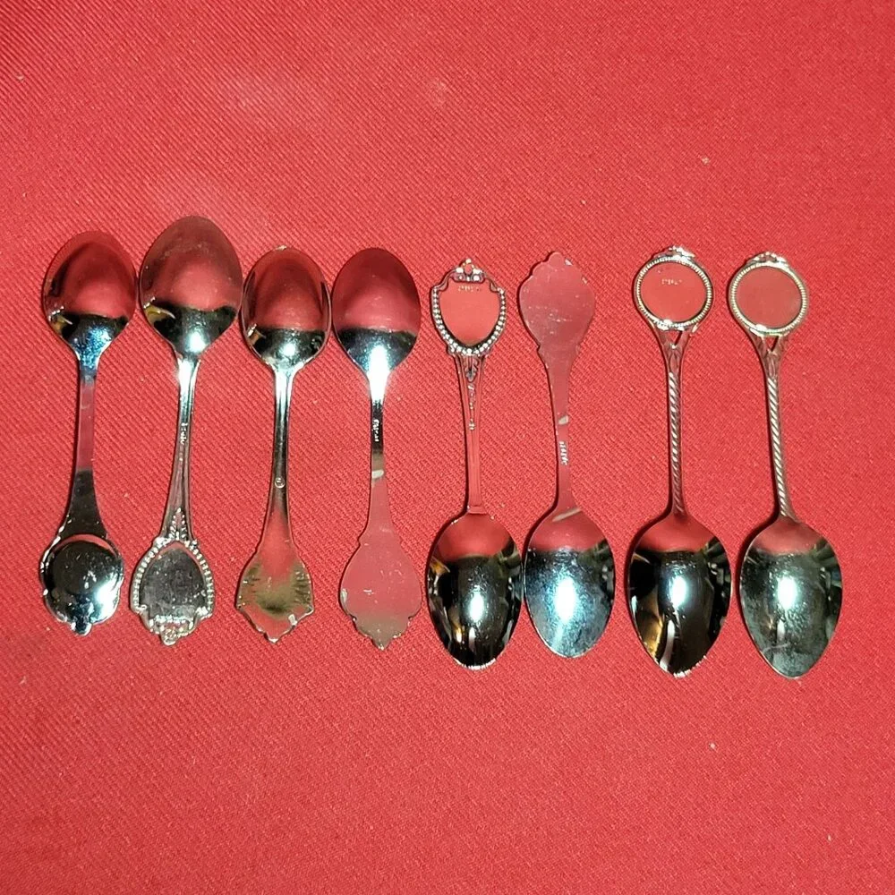Vintage United States Mini Souvenir Collector State Spoons Lot of 8